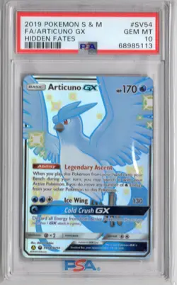 2019 Shiny FA/Articuno GX Pokemon Sun & Moon Hidden Fates #SV54 PSA 10 - Image 1
