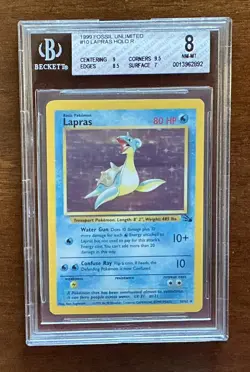 1999 Pokemon Fossil Unlimited #10 Lapras BGS 8 - Image 1