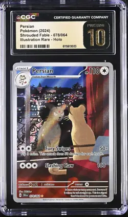 CGC 10 - PERSIAN - 078/064 SHROUDED FABLE ILLUSTRATION RARE HOLO POKEMON - Image 1
