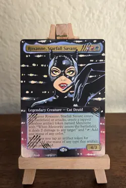 MTG Altered Art Acrylic Hand Painted - Roxanne Starfall Savant: Catwoman DC - Image 1
