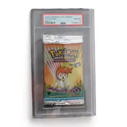 Pokemon Cards PSA 8 Gem Mt Gym Heroes 1st Ed Empty Pack MISTY WotC 2000 Cracked - Image 1