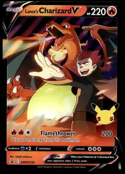Lance's Charizard V SWSH133 JUMBO OVERSIZED Black Star Promo Pokemon Card - Image 1