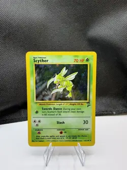 Pokemon 2000 Base Set 2 Scyther Holo Rare Card 17/130 MP Condition SWIRL - Image 1