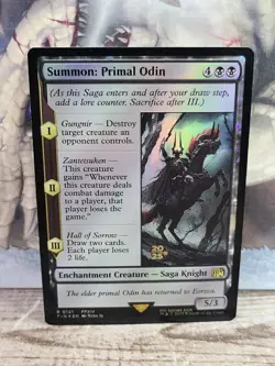 MTG Summon: Primal Odin – Pre-Release Promo Card – MTG x Final Fantasy R0121 NM - Image 1