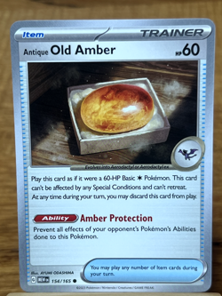 Pokemon TCG Trainer Antique Old Amber 154/165 Scarlet & Violet 151 Common - Image 1
