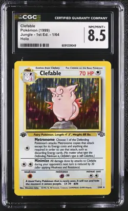 1999 POKEMON JUNGLE 1ST EDITION #1 CLEFABLE HOLO CGC 8.5 - Image 1