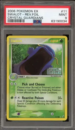 Pokemon Swalot EX Crystal Guardians Reverse Holo Rare #11 PSA 9 Mint - Image 1