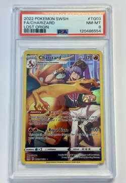2022 POKEMON SWORD & SHIELD LOST ORIGIN #TG03 FULL ART/CHARIZARD PSA 8 - Image 1