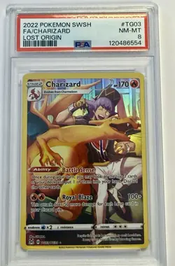 2022 POKEMON SWORD & SHIELD LOST ORIGIN #TG03 FULL ART/CHARIZARD PSA 8 - Image 2