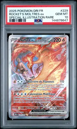 Carte Pokemon Sulfura ex de la Team Rocket SPECIAL ILLUSTRATION RARE 229/182 PSA - Image 2