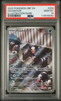 2023 POKEMON OBF EN-OBSIDIAN FLAMES ILLUSTRATION RARE #204 HOUNDOUR PSA 10 - Image 1