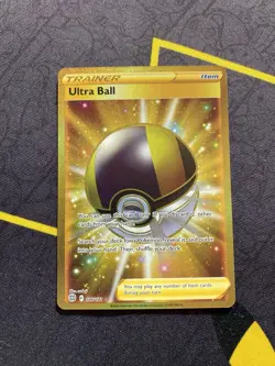 Ultra Ball Gold Secret Rare 186/172 Brilliant Stars Holo Pokemon Card NM - Image 1