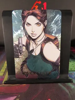 Lara Croft Tomb Raider Art Card Rare Holo Laser Collectible Video Game CCG NM - Image 1