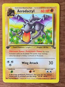 Pokemon 1st Edition Aerodactyl 16/62 Fossil Regular Non-holo TCC Vintage 1999 - Image 1