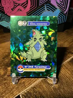 2025 Pokemon Full House #248 Tyranitar Green Cracked Ice Holo Sticker - Image 1