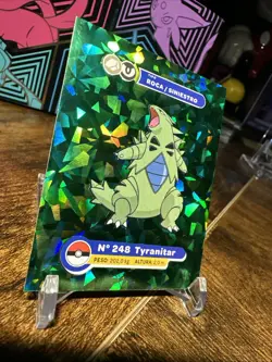 2025 Pokemon Full House #248 Tyranitar Green Cracked Ice Holo Sticker - Image 3