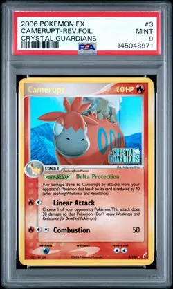 2006 POKEMON EX CRYSTAL GUARDIANS #3 CAMERUPT-REVERSE FOIL PSA 9 - Image 1