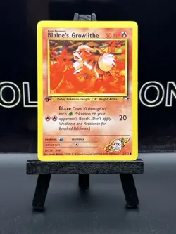 1st Edition Blaine’s Growlithe 62/132 Gym Heroes Pokemon TCG Regular WOTC LP - Image 2