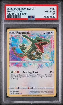 2020 POKEMON SWORD & SHIELD VIVID VOLTAGE #138 RAYQUAZA PSA 10 - Image 1