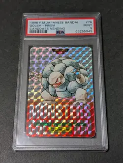 PSA 9 Bandai Pokemon Carddass Card Golem Prism - Image 1