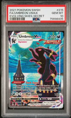 POKEMON CARD UMBREON VMAX 2021 EVOLVING SKIES 215/203 ALT ART SECRET RARE PSA 10 - Image 2