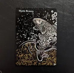 Mystic Remora 24k Gold And Platinum Leaf - Altered Art Mtg Hand Painted EDH - Image 1