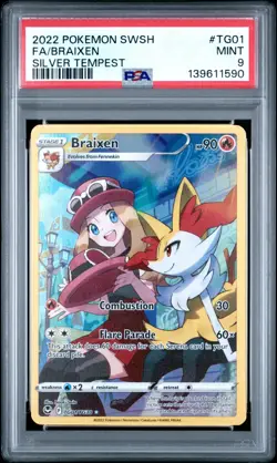 2022 POKEMON SWORD & SHIELD SILVER TEMPEST #TG01 FULL ART/BRAIXEN PSA 9 - Image 1