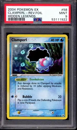 2004 Pokemon EX Hidden Legends Clamperl-Reverse Foil #58 PSA 9 MINT - Image 1