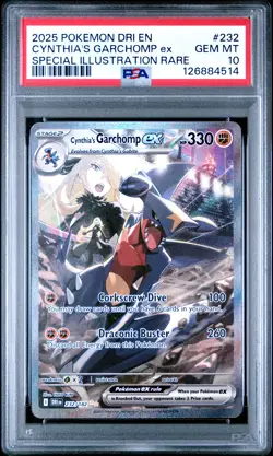2025 POKEMON DRI EN-DESTINED RIVALS #232 CYNTHIA'S GARCHOMP EX PSA 10 - Image 1
