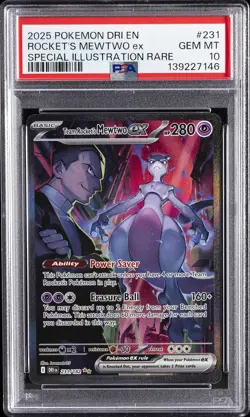 2025 POKEMON DRI EN-DESTINED RIVALS #231 TEAM ROCKET'S MEWTWO EX PSA 10 - Image 1