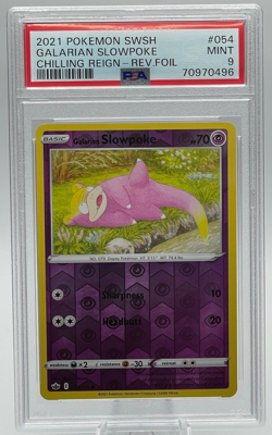 2021 POKEMON SWSH CHILLING REIGN #054 GALARIAN SLOWPOKE REVERSE FOIL PSA 9 MINT - Image 1