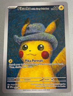 Pokemon Card Pikachu with Grey Felt Hat SVP 085 Van Gogh Promo Holo NM - Image 1
