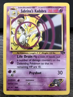 Sabrina's Kadabra 58/132 Gym Challenge 58 Regular Unlimited Uncommon Pokemon TCG - Image 1