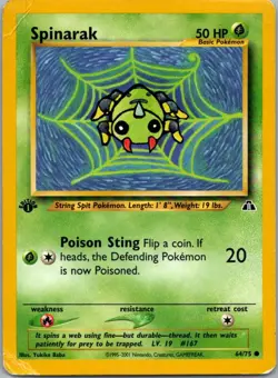 Pokemon TCG Spinarak 64/75 Neo Discovery 1st Ed D - Image 1