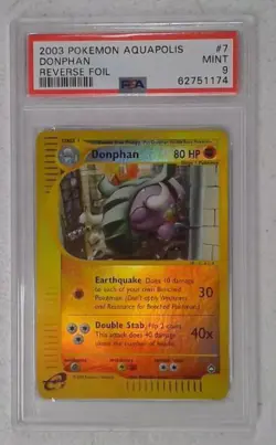 1x V0313: 2003: Donphan: 7/147: Aquapolis: Reverse Holo Rare: PSA: 9: Mint: 627 - Image 1