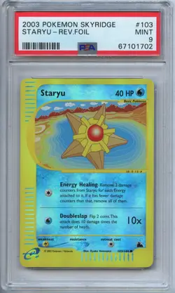 Pokemon PSA 9 Mint Staryu Reverse Holo 103/144 Skyridge - Image 1