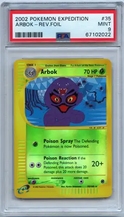 Pokemon PSA 9 Mint Arbok Reverse Holo 35/165 Expedition - Image 1