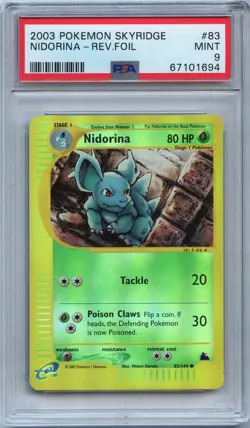 Pokemon PSA 9 Mint Nidorina Reverse Holo 83/144 Skyridge - Image 1