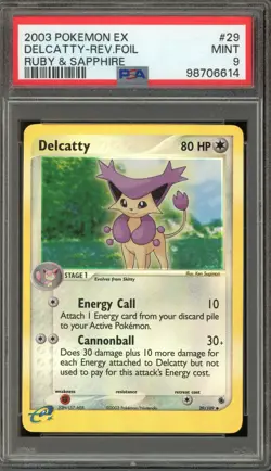 Pokemon Delcatty EX Ruby & Sapphire Reverse Holo #29 PSA 9 Mint - Image 1