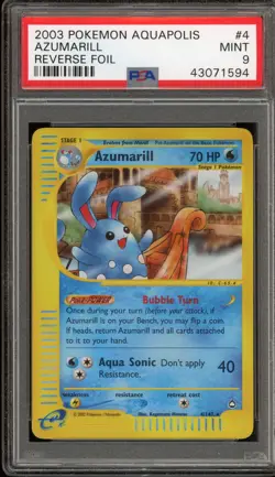 Pokemon Azumarill Aquapolis Reverse Holo Rare #4 PSA 9 Mint - Image 1