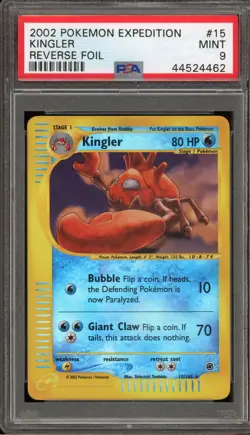 Pokemon Kingler Expedition Reverse Holo Rare #15 PSA 9 Mint - Image 1