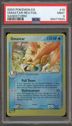 Pokemon Omastar EX Sandstorm Reverse Holo Rare #19 PSA 9 Mint - Image 1