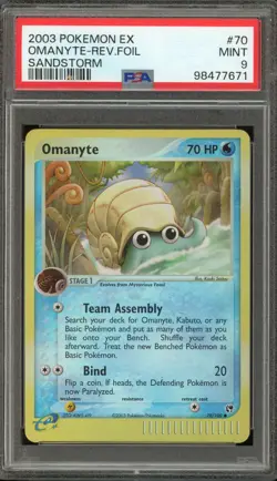 Pokemon Omanyte EX Sandstorm Reverse Holo #70 PSA 9 Mint - Image 1