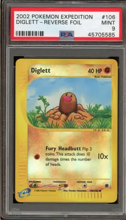 Pokemon Diglett Expedition Reverse Holo #106 PSA 9 Mint - Image 1