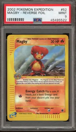 Pokemon Magby Expedition Reverse Holo Rare #52 PSA 9 Mint - Image 1