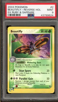 Pokemon Beautifly EX Ruby & Sapphire Reverse Holo Rare #2 PSA 9 Mint - Image 1