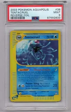 TENTACRUEL REVERSE HOLO #38 POKEMON AQUAPOLIS PSA #67592833 GRADED MINT 9 2003 - Image 1