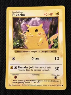 Pokemon Pikachu (Red Cheeks) 058/102 (Shadowless) (Never Played) *Near Mint* - Image 1