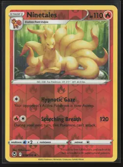 Ninetales Uncommon SWSH12: Silver Tempest 018/195 NM Pokemon Card Reverse Holo - Image 1