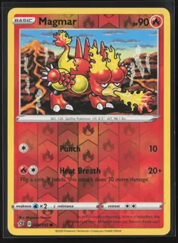 Magmar Common SWSH02: Rebel Clash 029/192 NM Pokemon Card Reverse Holo - Image 1